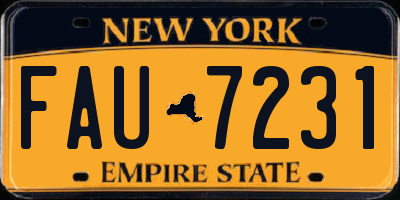 NY license plate FAU7231