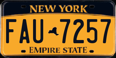 NY license plate FAU7257