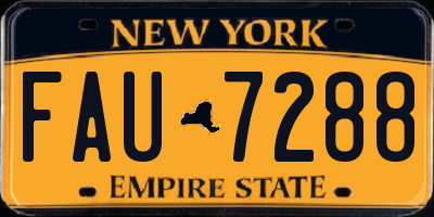NY license plate FAU7288