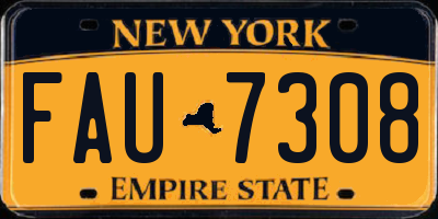 NY license plate FAU7308