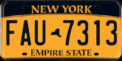 NY license plate FAU7313