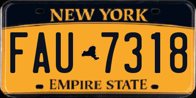 NY license plate FAU7318