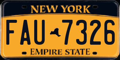NY license plate FAU7326