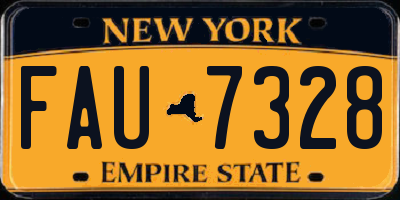 NY license plate FAU7328