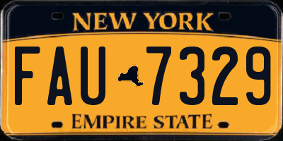 NY license plate FAU7329