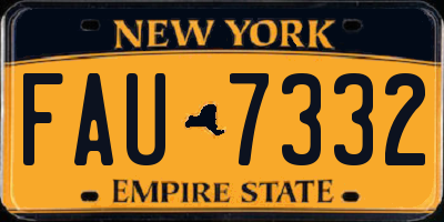 NY license plate FAU7332