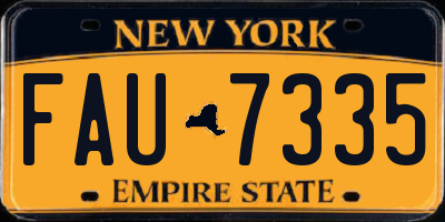 NY license plate FAU7335