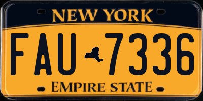 NY license plate FAU7336