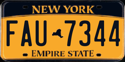 NY license plate FAU7344