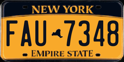NY license plate FAU7348