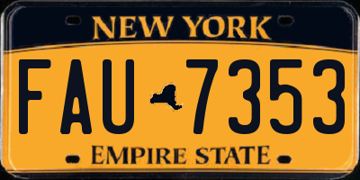 NY license plate FAU7353