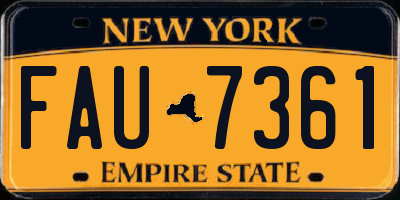 NY license plate FAU7361