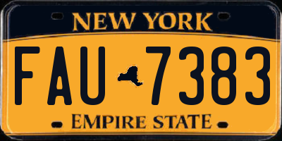 NY license plate FAU7383