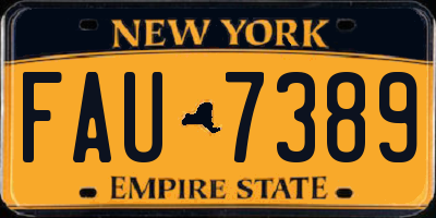 NY license plate FAU7389