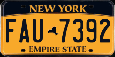 NY license plate FAU7392