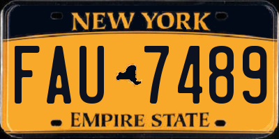 NY license plate FAU7489