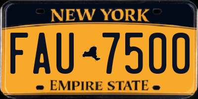 NY license plate FAU7500