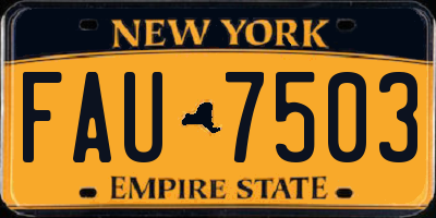 NY license plate FAU7503