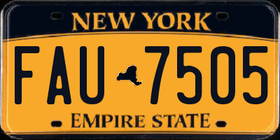NY license plate FAU7505