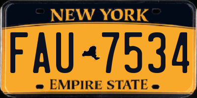NY license plate FAU7534