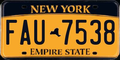 NY license plate FAU7538