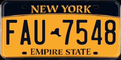 NY license plate FAU7548