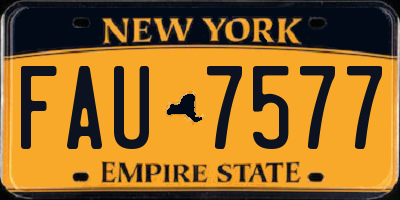 NY license plate FAU7577