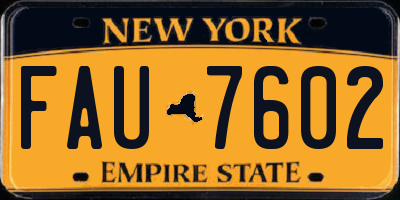NY license plate FAU7602