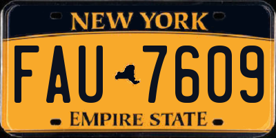 NY license plate FAU7609