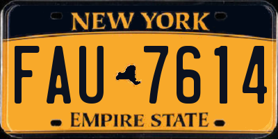 NY license plate FAU7614
