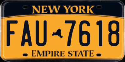 NY license plate FAU7618