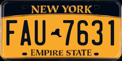 NY license plate FAU7631