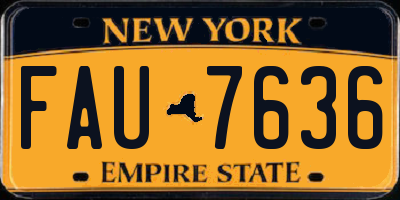 NY license plate FAU7636