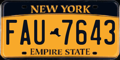 NY license plate FAU7643