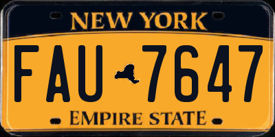 NY license plate FAU7647