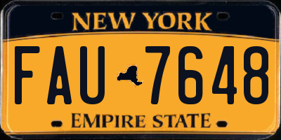 NY license plate FAU7648