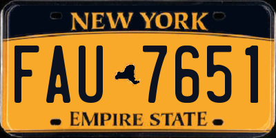 NY license plate FAU7651