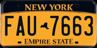 NY license plate FAU7663