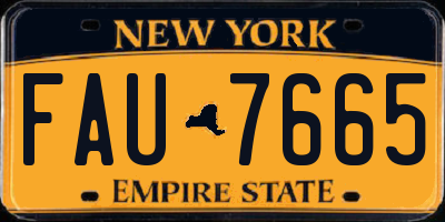 NY license plate FAU7665