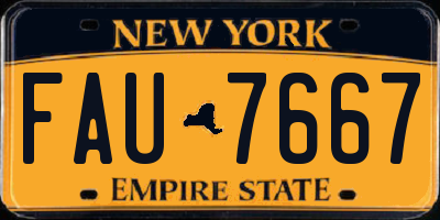 NY license plate FAU7667