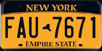 NY license plate FAU7671