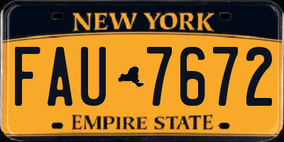 NY license plate FAU7672