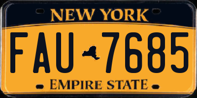 NY license plate FAU7685