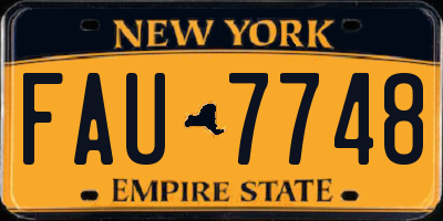 NY license plate FAU7748