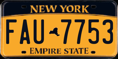 NY license plate FAU7753