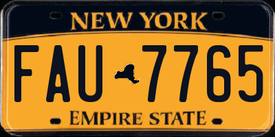 NY license plate FAU7765