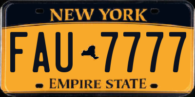 NY license plate FAU7777