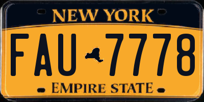 NY license plate FAU7778