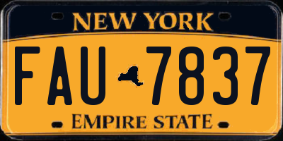 NY license plate FAU7837