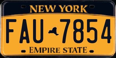 NY license plate FAU7854